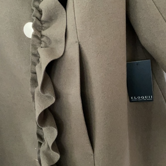 NWT Eloquii Brown Ruffle Coat